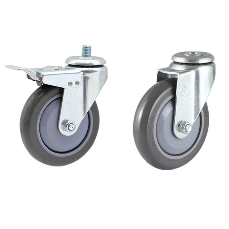 Transport Industrial Standard 75mm 100mm 125mm Swivel Bolt Hole PU Casters Wheel