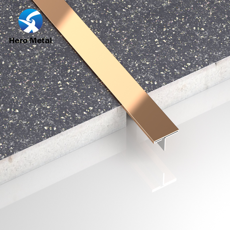 Wholesale Flooring Decoration Stainles Steel Profile T Shape Corner for Outside Gold Grey Hero Metal Trim Edge Tile Strip