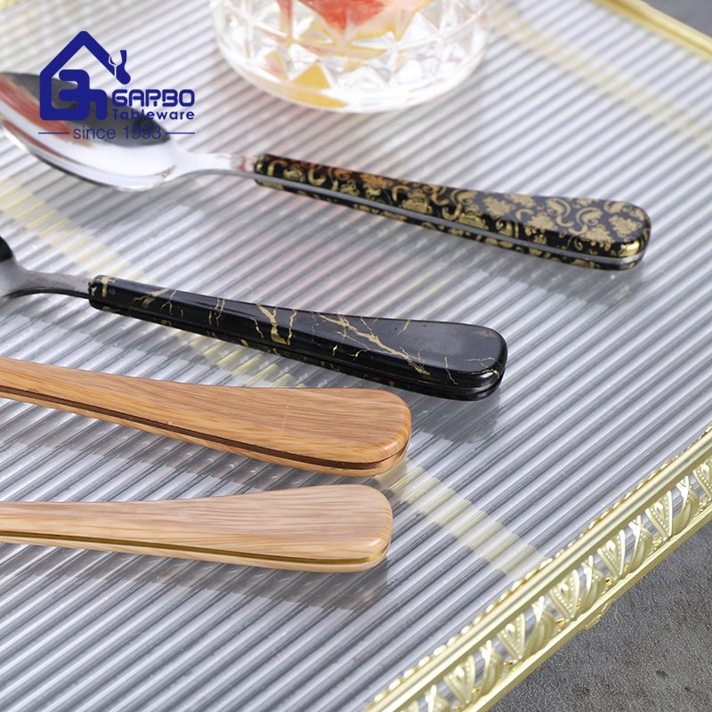 Hot Selling Wood Grain ABS Handle Stainless Steel Cutlery Flatware Dinner Fork