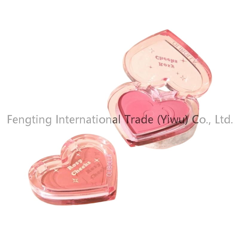 Wholesale Natural Looking Glow Heart Shape Packaging Powder Blush Face Cheek Makeup Pigment Blush Palette