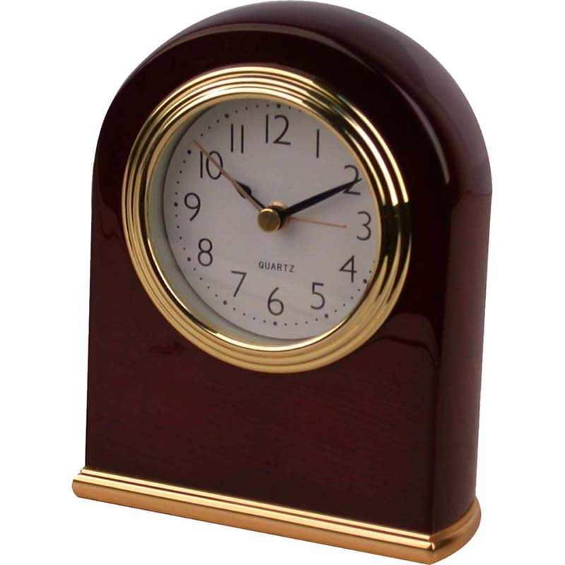 Hotel Acrylic Body with Wooden Base Silent Desk Alarm Clock