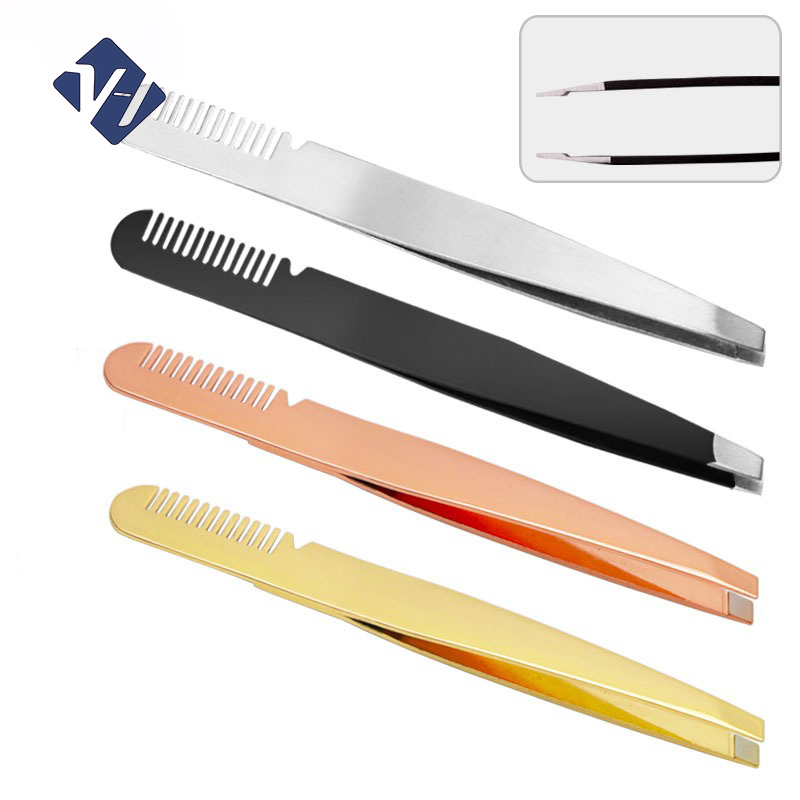 Wholesale Stainless Steel Eyelash Applicator Tweezers with Comb Eye Lashes Extension Accessories Tools