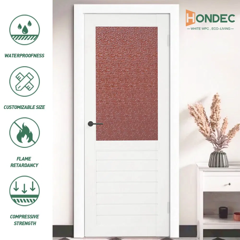 Factory Direct Sales High Quality Customizedpvc Splicing Door with Vertical Glass Slots and Reinforced Side Profiles for Stable Daily Use MDF Wooden Solid Water