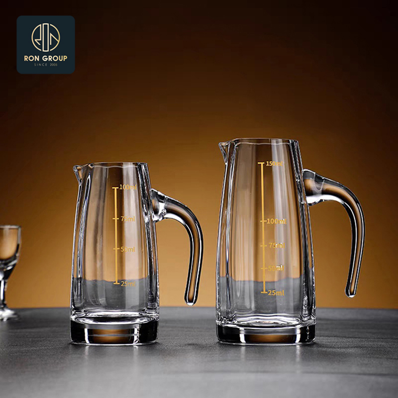 Wholesales Transparent Glass Liquor White Wine Decanter with Handle for Bar Bistro Commercial Drinkware Barware