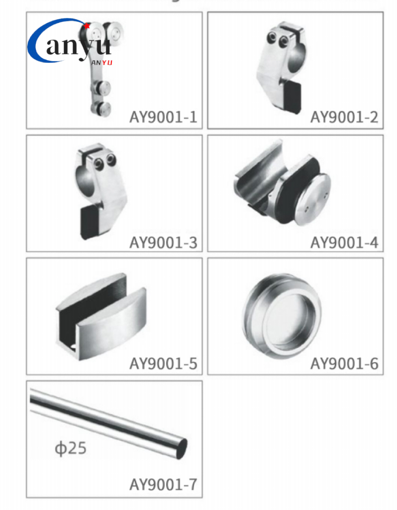 Stainless Steel Sliding Door Bathroom Accessories Glass Door Hardware