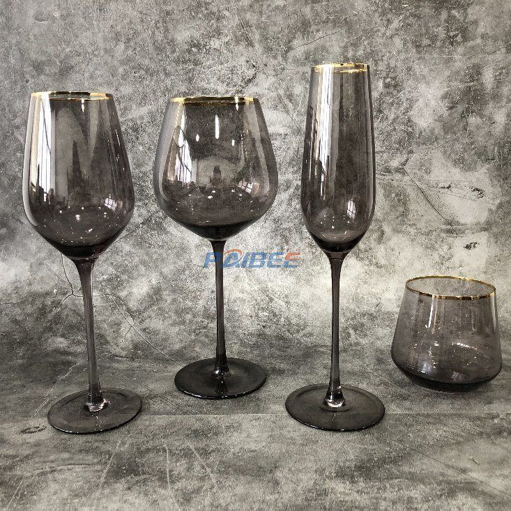 Paibee Champagne Glasses Wine Glasses Pink Smoky Grey Glassware Wedding Tableware
