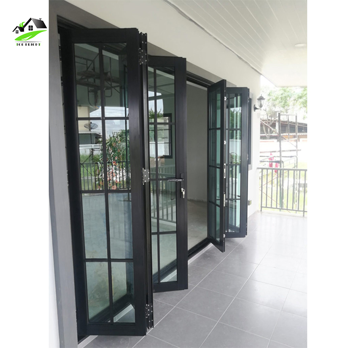 Topbright Panorama Design Bifold Bi-Fold Doors Slim Frame Screen Big Spaces Black Aluminum Folding Patio Doors Exterior Accordion Folding Doors