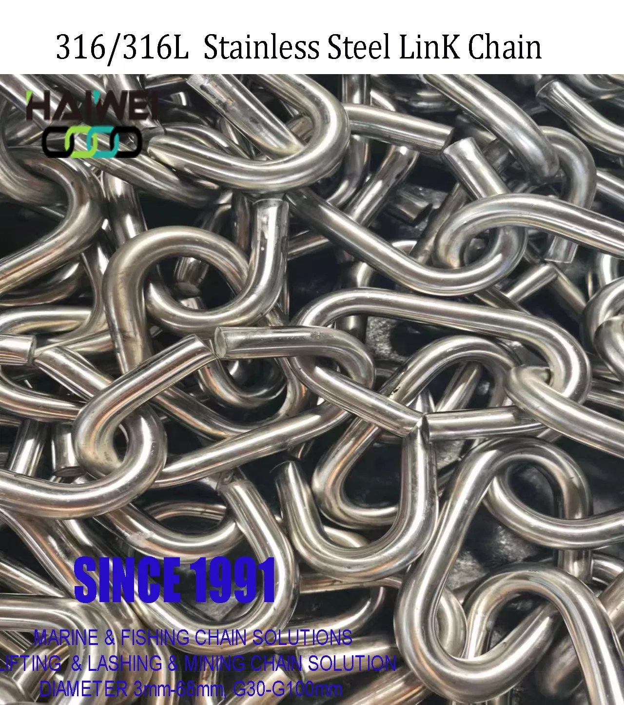 Stainless Steel Chains Bright Black Rod Chains (D2mm-D42mm) for Lifting