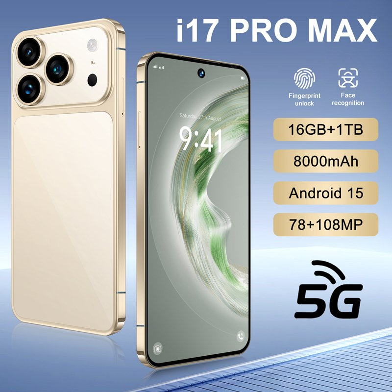 Most Popular I17 PRO Max Mobile Phone 16GB+1tb Dual SIM Cell Smart Mobilephone