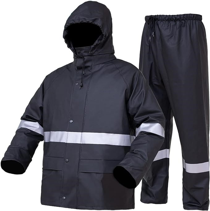 Waterproof Work Rain Jacket Trousers Raincoat PVC PU Rain Suit for Men