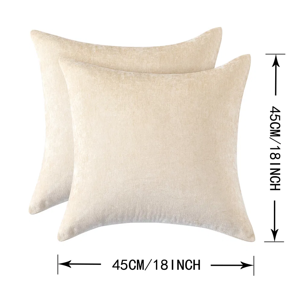Pillow Covers 18X18 Inch Set of 2 Luxurious Chenille Throw Decorative Square Cushion Case for Couch Sofa Bed Living Room Decorations