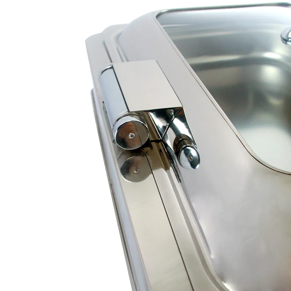 Heavybao Buffet Equipment Stainless Steel Luxury Square Chafing Dish with Glass Window