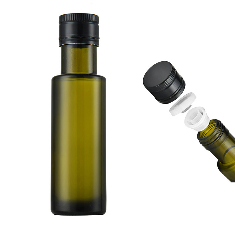 100ml Round Kitchen Cooking Oil Olive Oil Glass Bottle with Metal Plastic Lid