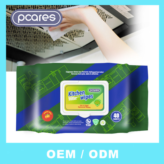 OEM Ultra Size Anti-Bacterial BBQ Oil Removal Wet Wipes Household Kitchen Cleaning Surface Wet Wipes for Factory Supplier