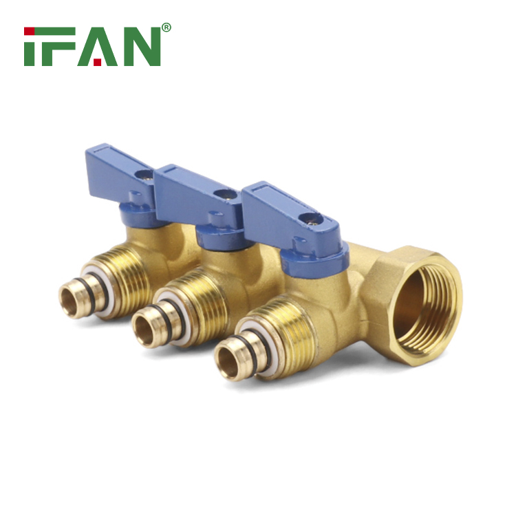 Ifan Fress Sample Factory DIN 16833 Manifold Floor Heating 2-5 Hole Straight Pex Pipe Manifold OEM Brass Manifold
