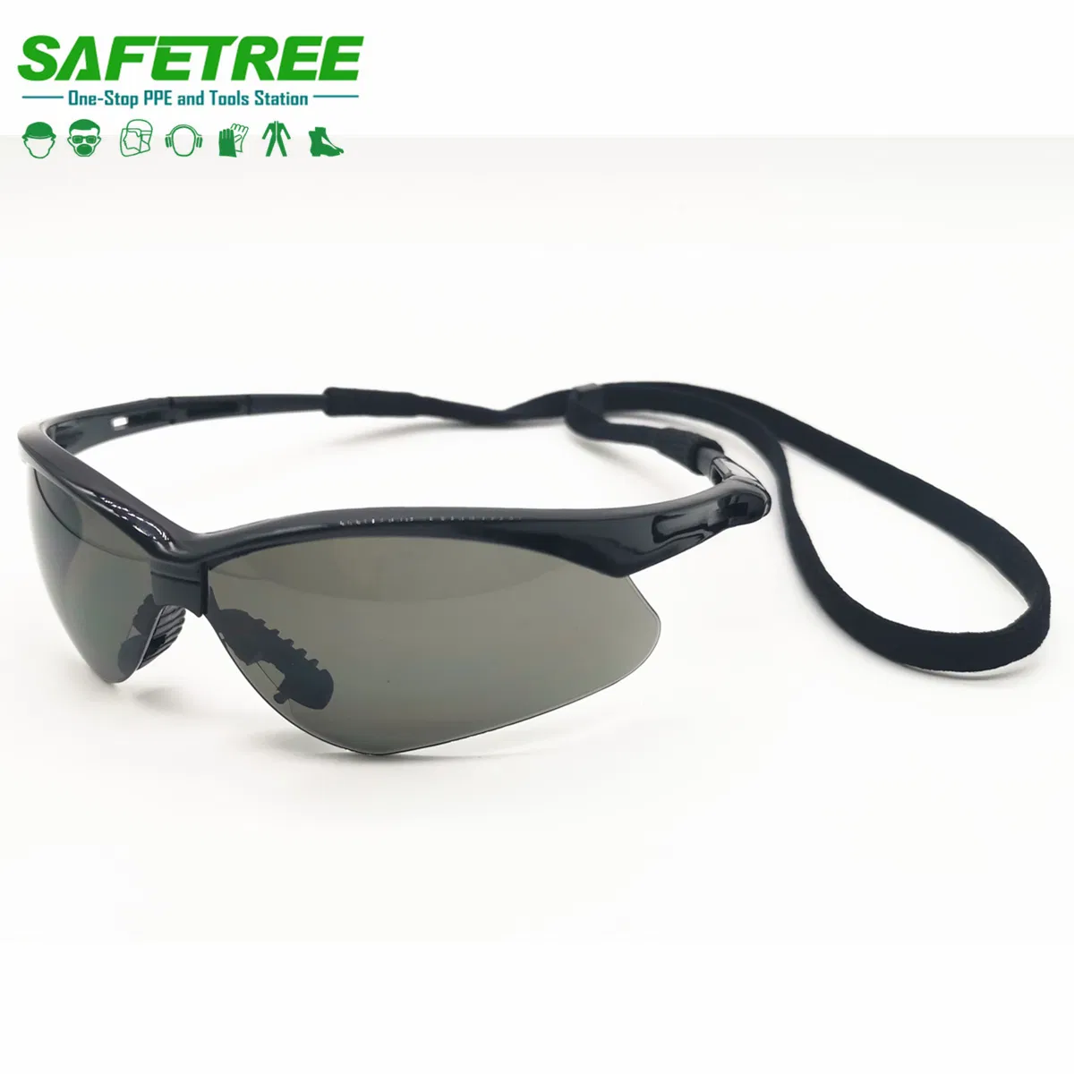 Safetree ANSI Z87.1 & CE En166 New Model Safety Spectacles with Cord Safety Glasses with Cord Safety Eyewear