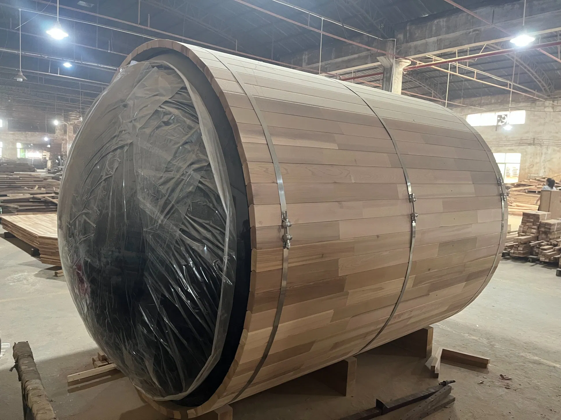 Custom-Made Cedar Sauna Room with Two Glass Door