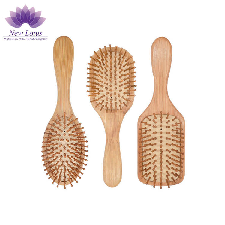 Gentle Bamboo Hair Comb Combined with Comfortable Cushioned Hair Brush