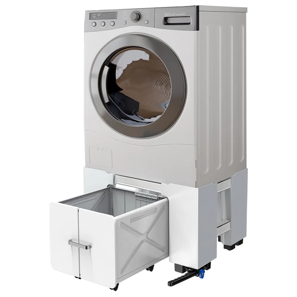 Space Saving Washing Machine Base with Storage Drawer for Small Laundry Room