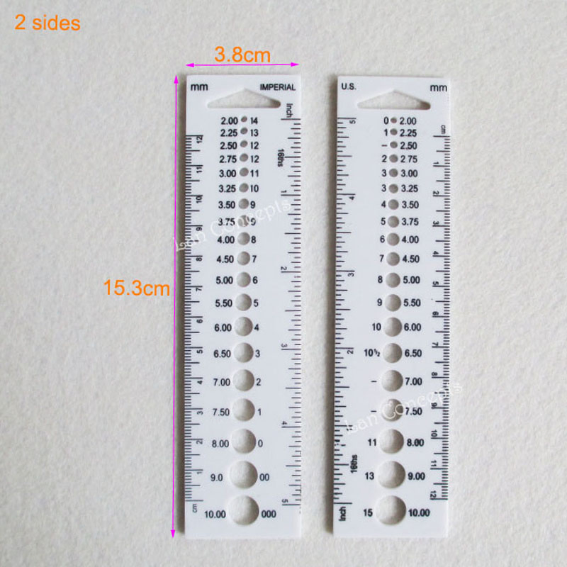 Plastic Ruler Knitting Needle Gauge Inch Cm mm Ruler Tool All in One