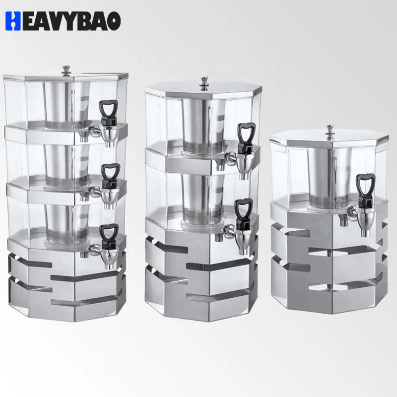Heavybao New Design Manual Pile up Fruit Juice Beer Beverage Dispenser with Ice Tube