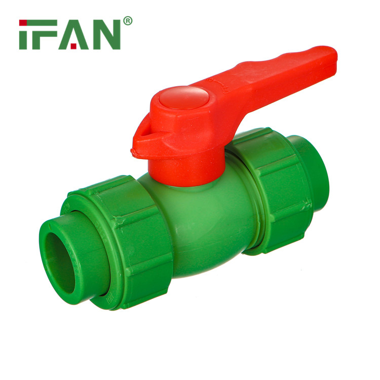 Ifan Factory Direct DIN 8077/8078 Plumbing Material 20-63mm Double Uinon Ball Valve PPR Pipe Fitting