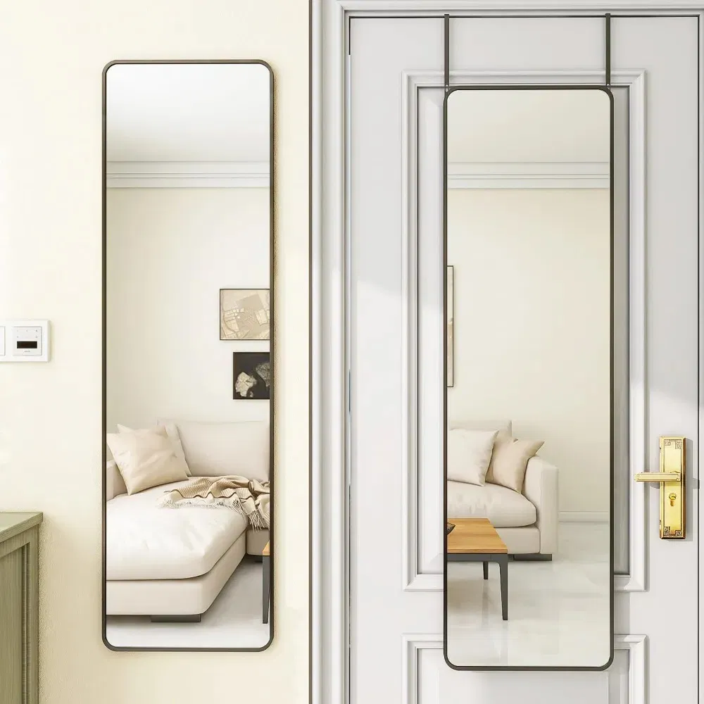 Door Mirror Full Length, Over The Door Mirror, 48"X14" Full Length Mirror, Door Mirror, Mirror Full Length Door Hanging (Black)