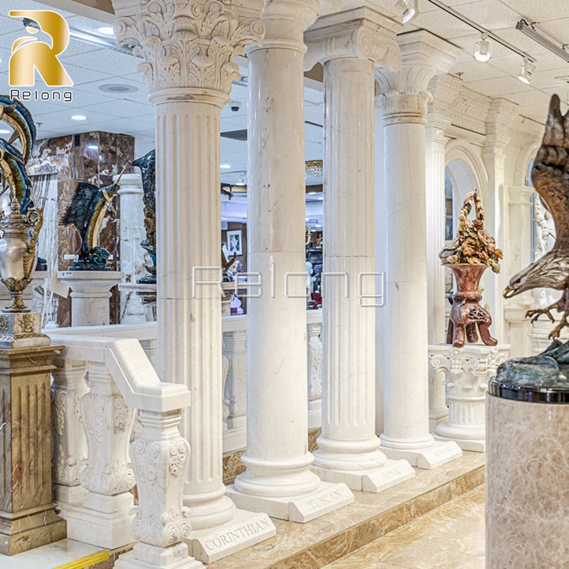 Custom Size Natural Marble Round Stone Columns Pillar Wholesaler