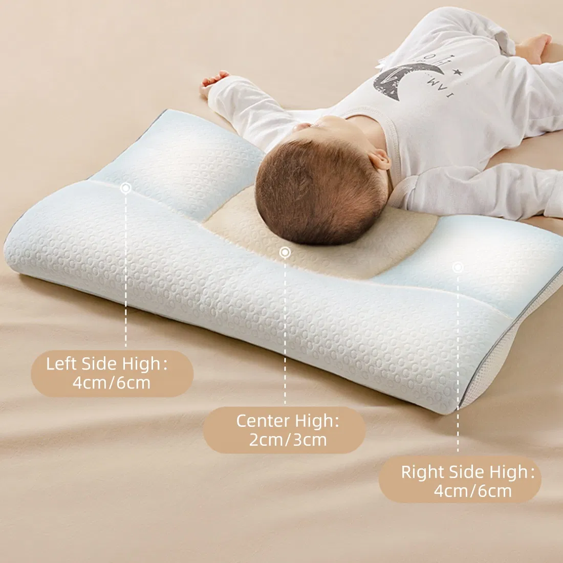 Factory Wholesale 100% Polyester Fiber Hollow Hose Filling Class a Spine Protection 0-4 Years Old Baby Pillows