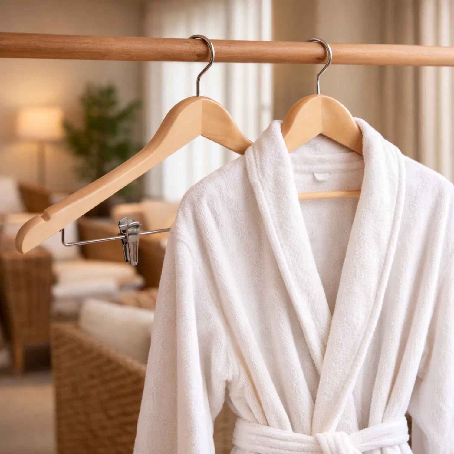Solid Wood Clothes Hanger for Hotel Resort and SPA with Custom Logo