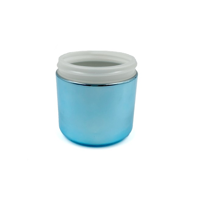 16oz Blue Chromed HDPE Plastic Package Canister with Plastic Lid