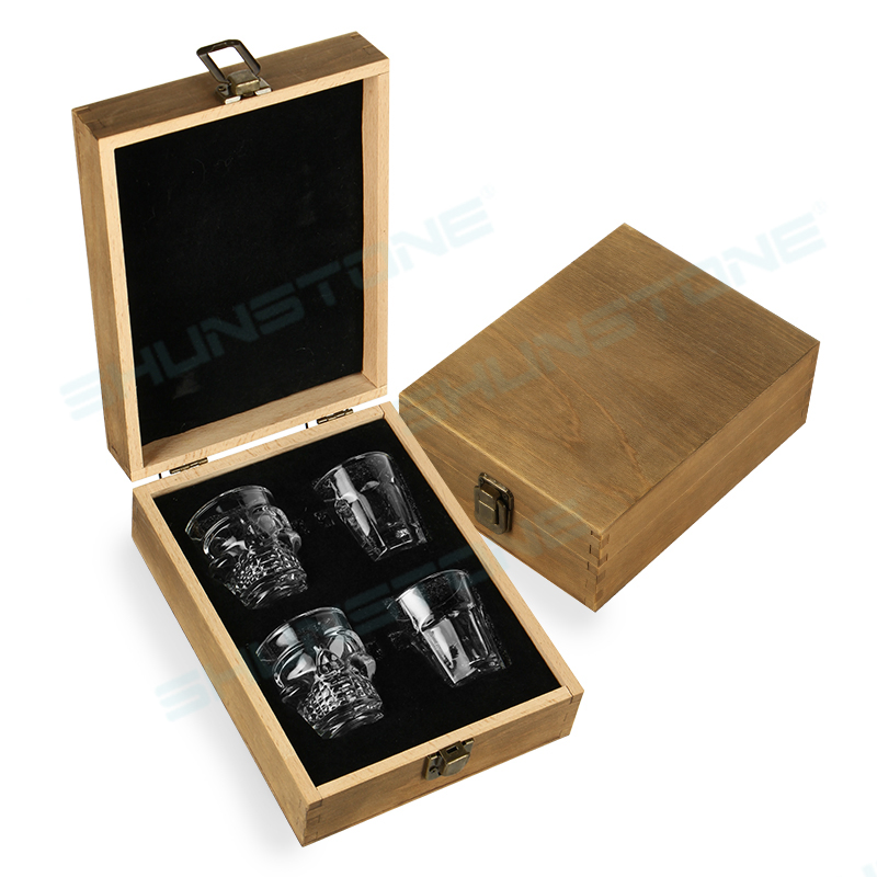 Wholesale Modern Crystal Shot Whiskey Glasses Gift Set in Wooden Box Tequila Shot Glasses Gift Set for Party Home