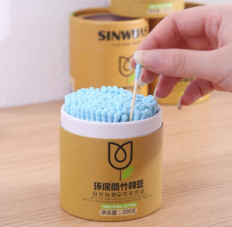 Bamboo Cotton Buds 100% Cotton Double Ear Swabs Sustainable & Eco Friendly Plastic Free Environmentally Clean Packaging