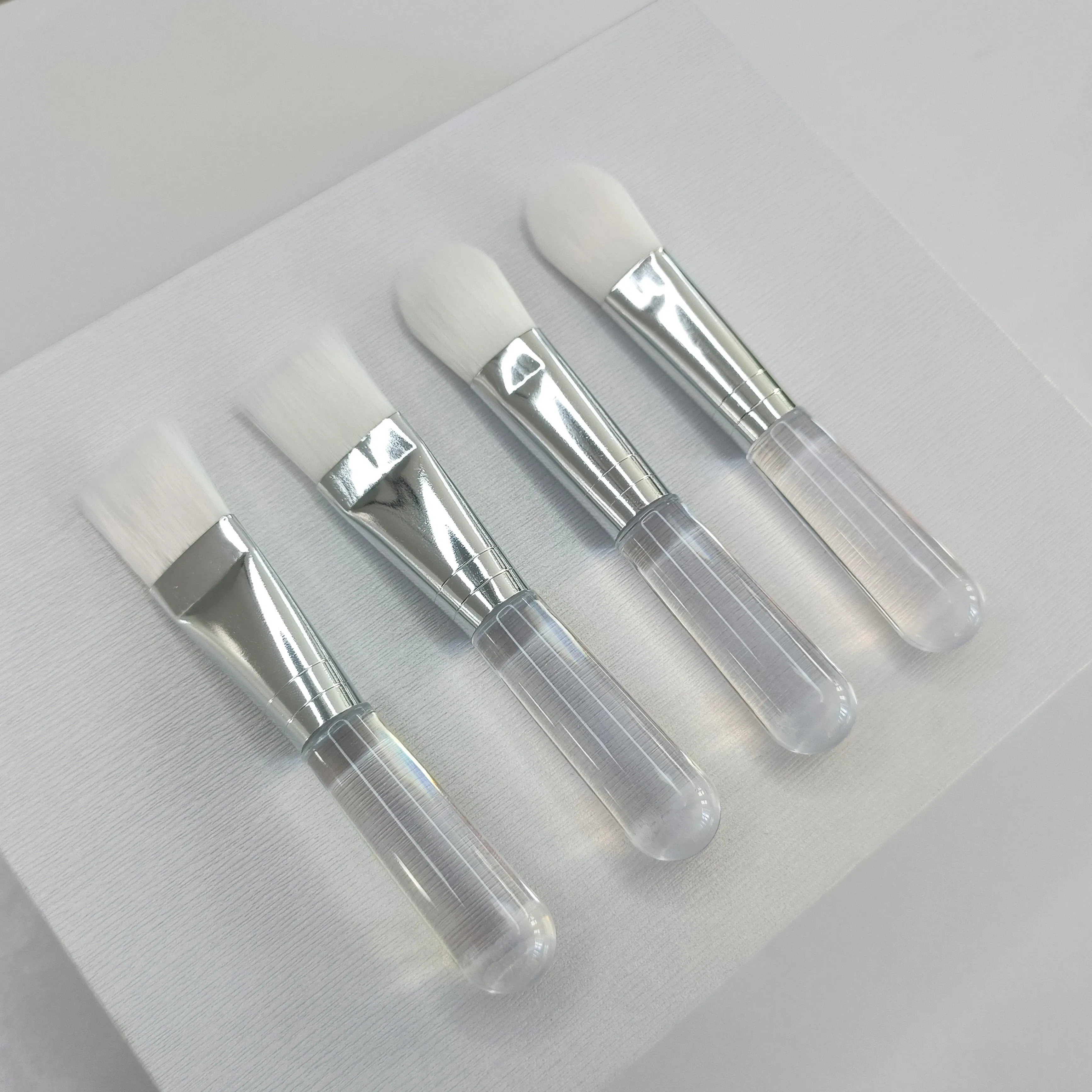 Short Handle Face Mask Brush - Clear Design for Effortless Use