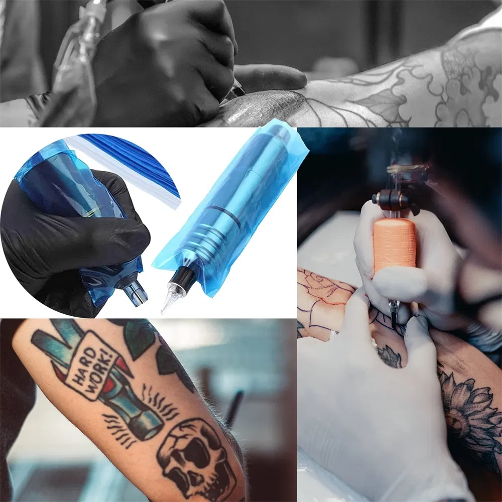 Disposable Blue Plastic Bag for Tattoo Pen Sleeve