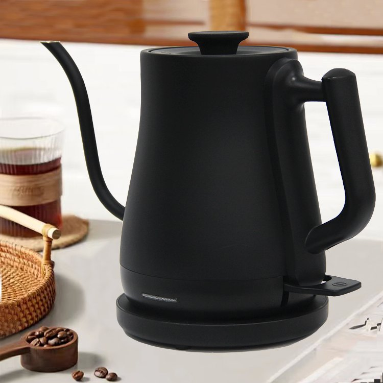 Morden Style 1500W Fast Boiling Gooseneck Coffee Kettle 1.0L Matte Black Teapot Pour Over Coffee Makers for Home Drip Coffee