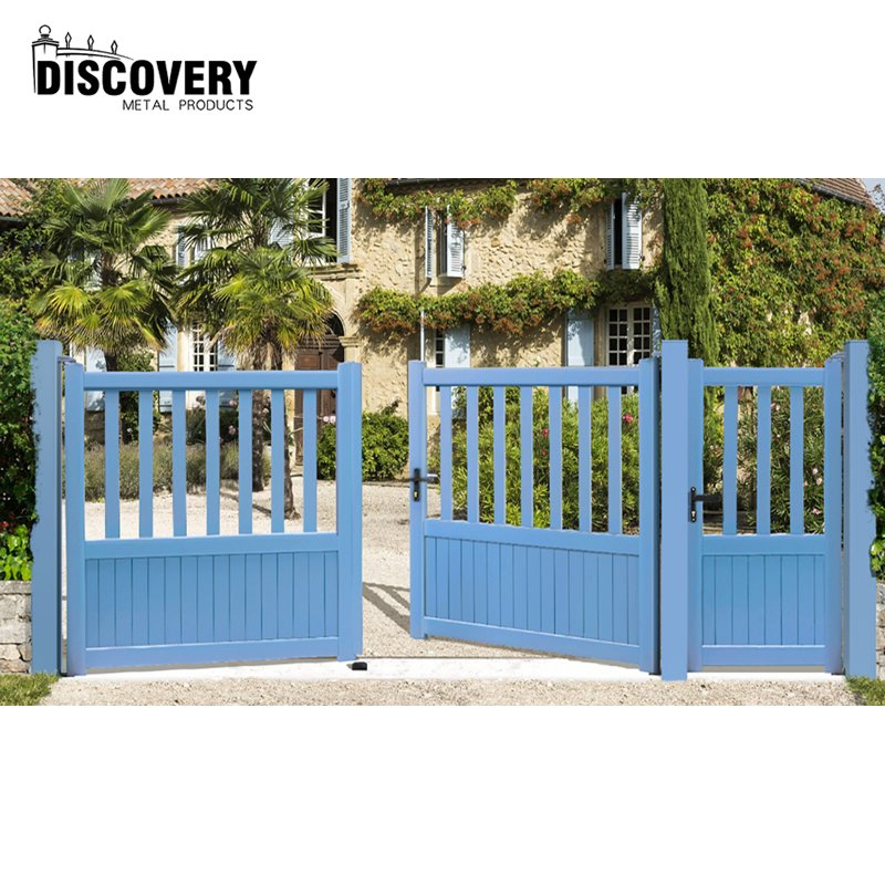 Customized Powder Coated Grey Black Horizontal Slats Garden Automatic Double Swing Driveway Sliding Entrance Aluminum Latest Main Gate Designs