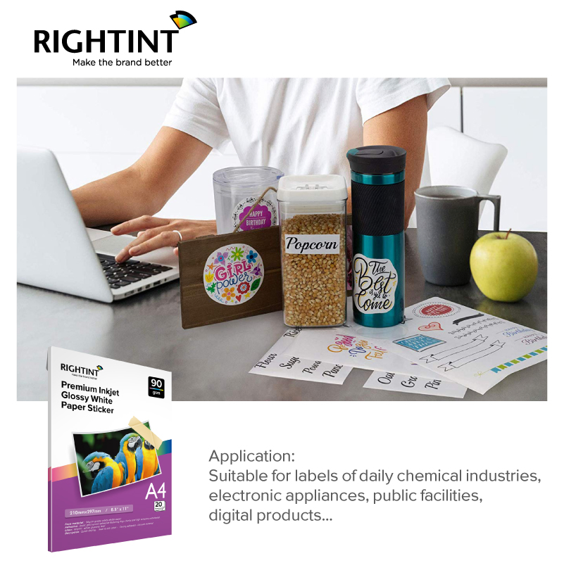 Glassine Sticker Rightint Carton A4, OEM Gloss CT Adhesive Photo Paper