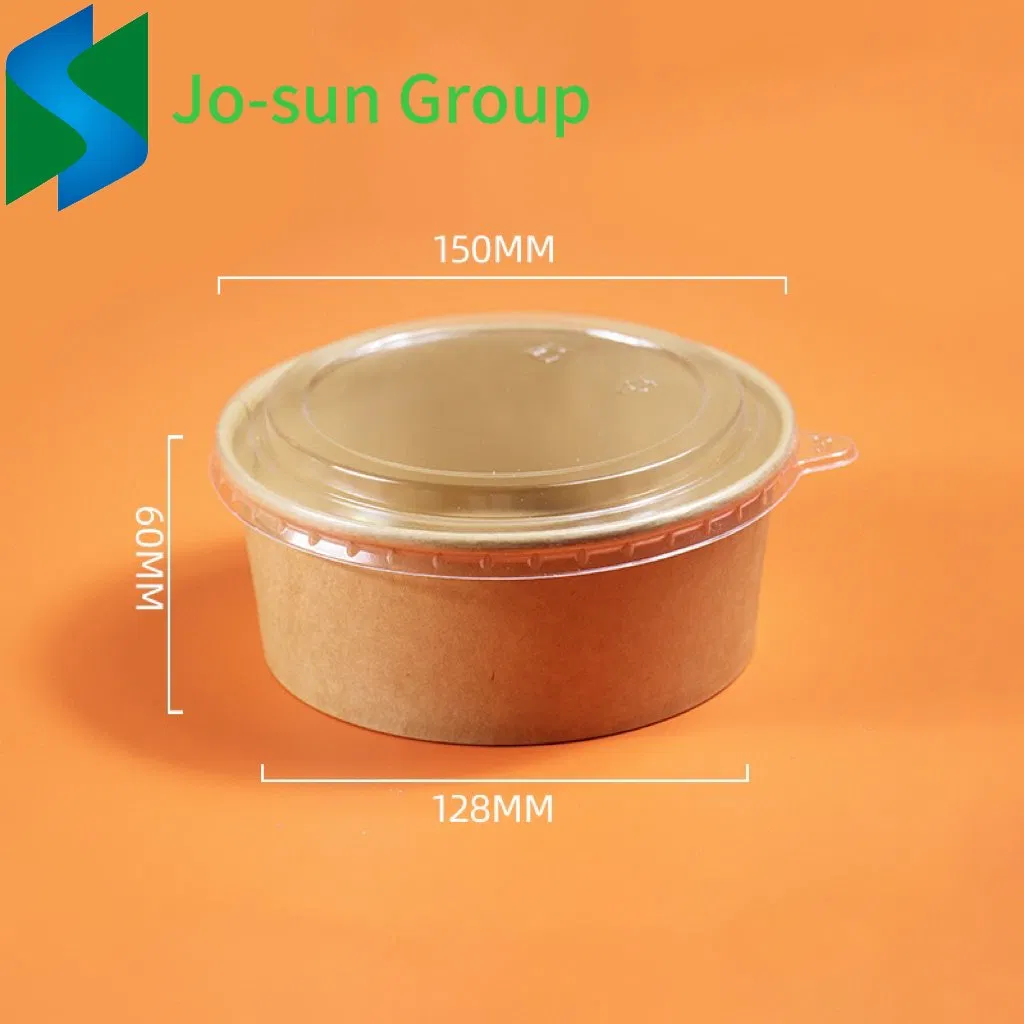Kraft Paper Bowl with Pet Lid Salad Bowl Brown Disposable Craft Paper Kraft Paper Eco-Friendly Single Wall Salad Bowl Fo Accept