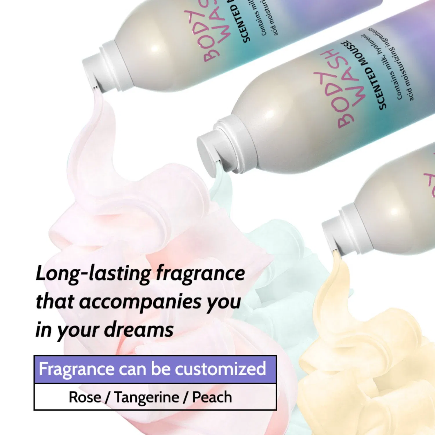 Private Label Amino Acid & Yogurt Mousse Body Wash Creme Moisture Nourish Silky Skin Bubble Shower Gel Foam Bath Mousse