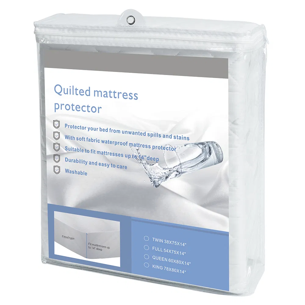 Waterproof Twin Size Quilted Mattress Protector Machine Washable Cotton Mattress Cover for Bed
