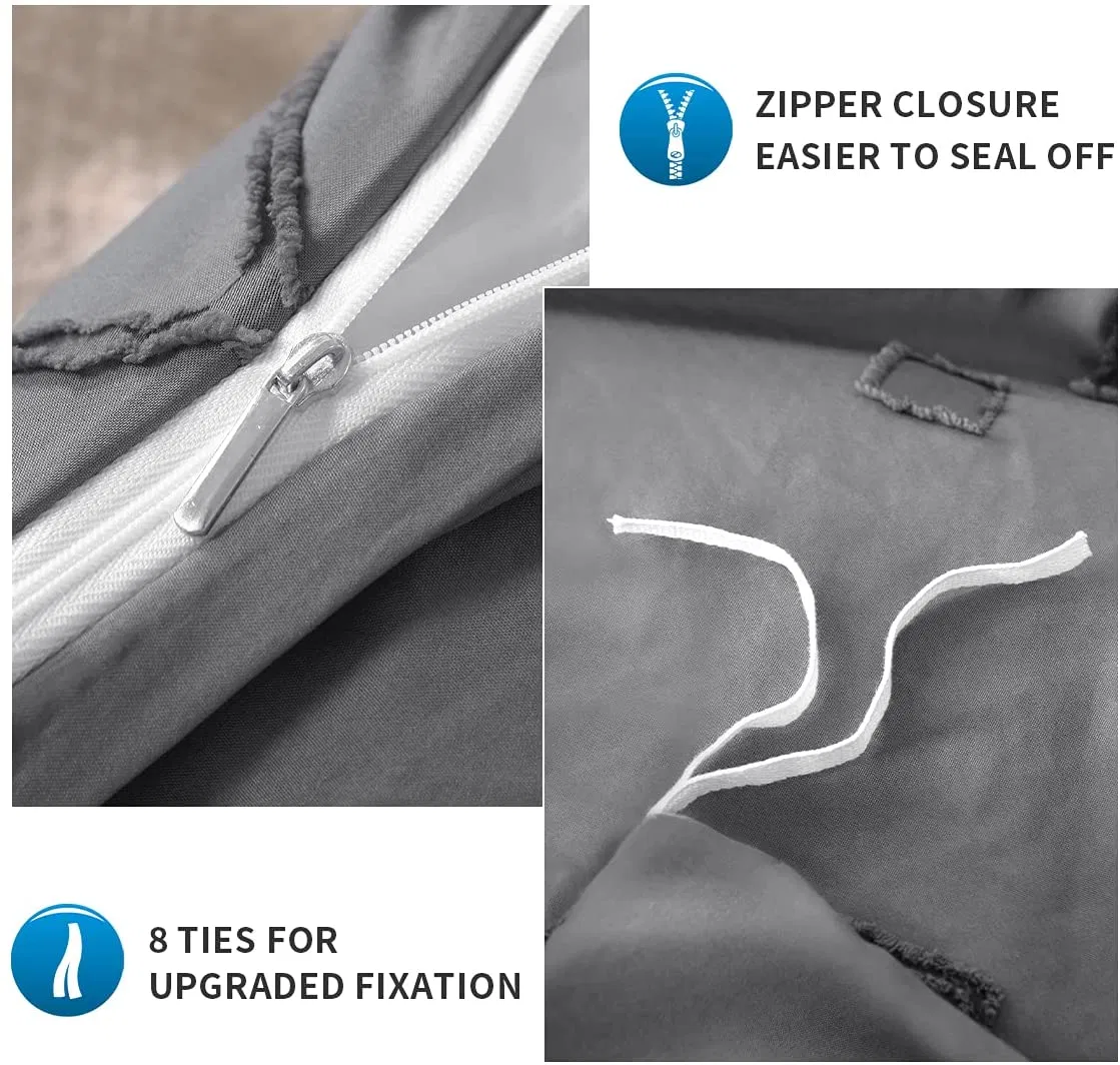 Tufted Duvet Shabby Chic Cover Set Comforter Cover 3 Pieces Set