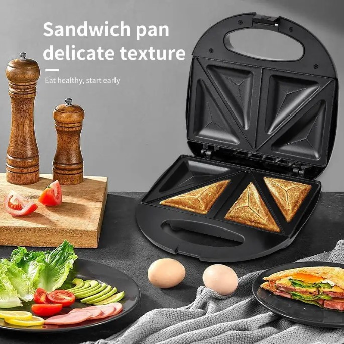 Portable Household Breakfast 3 in 1 Sandwich Maker Doughnuts Biscuits Waffle Machine with Interchangeable Waffle Plates Sandwich Maker