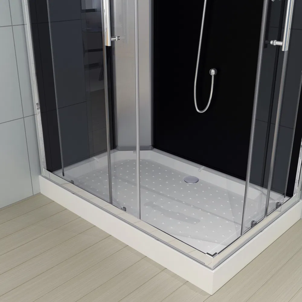 Chromed Aluminium Alloy Toughened Glass Rectangle Simple Shower Cabin 120X80