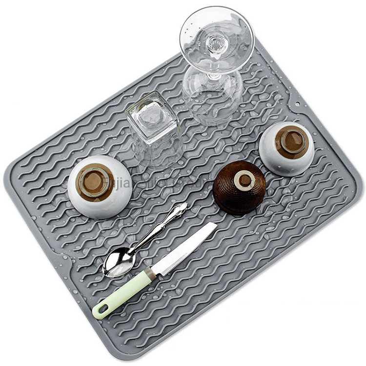 Large Non Slip Kitchen Dishwasher Safe Draining Pad Heat Resistant Drainer Mat Silicone Dish Drying Mat