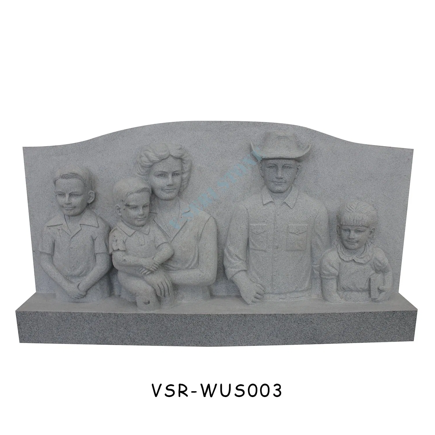 Custonm Upright Headstone American Tombstones with Granite Vases in Grey Granite
