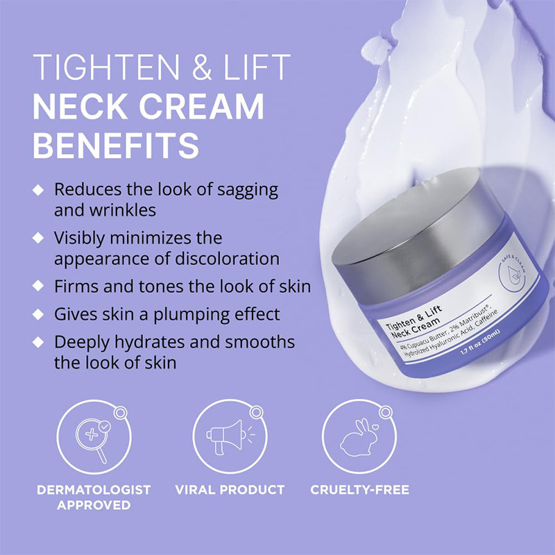 Private Label Anti-Aging Neck Firming Cream with Roller Wrinkle Tightening Skin Lift Moisturizer Targeted Face Cream & Lotion