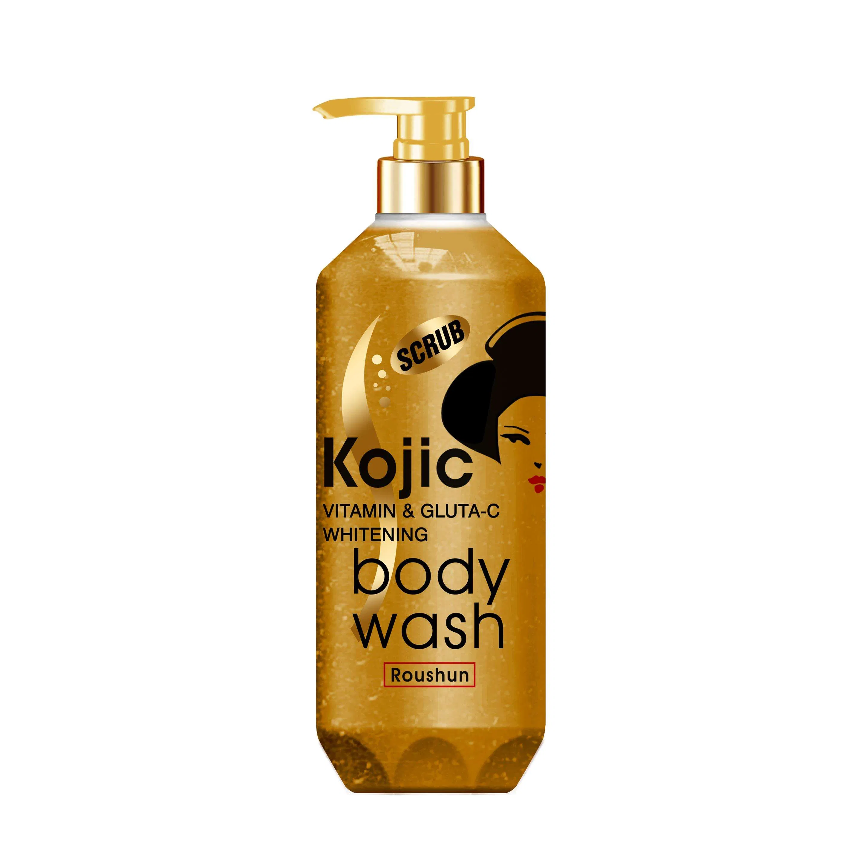Roushun Kojic Acid Scrub Shower Gel - Exfoliating Brightening Body Wash