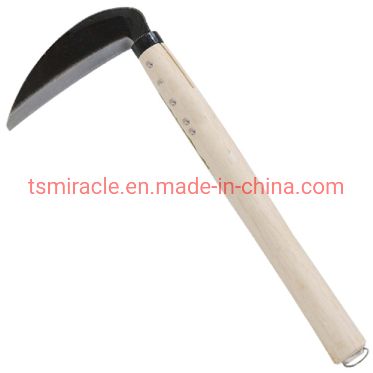 Hardware Carbon Steel Garden Farming Tool Grass Cutting Tooth Sickle with Wooden/Fiberglass Handle Purning Sickle