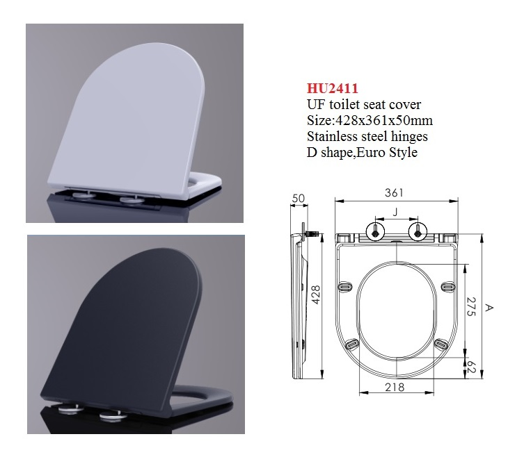 Hu2411 White UF Toilet Seat Cover, D Shape Toilet Seats